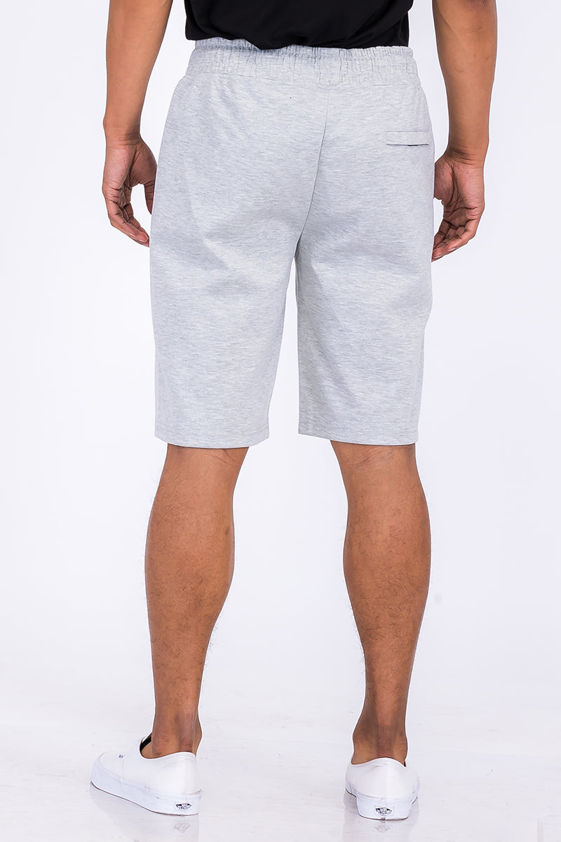 Heathered Cotton Blend Shorts with Drawstring Waist