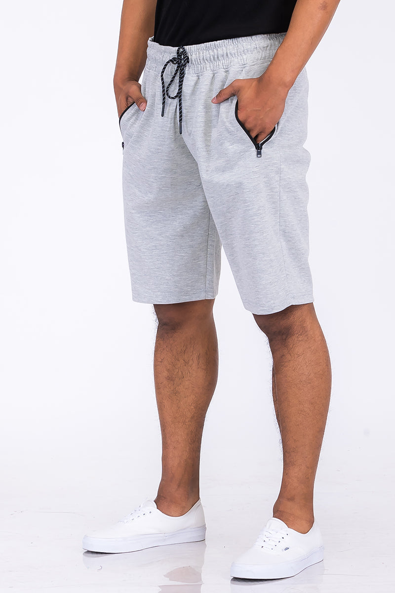 Heathered Cotton Blend Shorts with Drawstring Waist