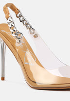 Goddess Metallic Stiletto Heel Slingback Sandals