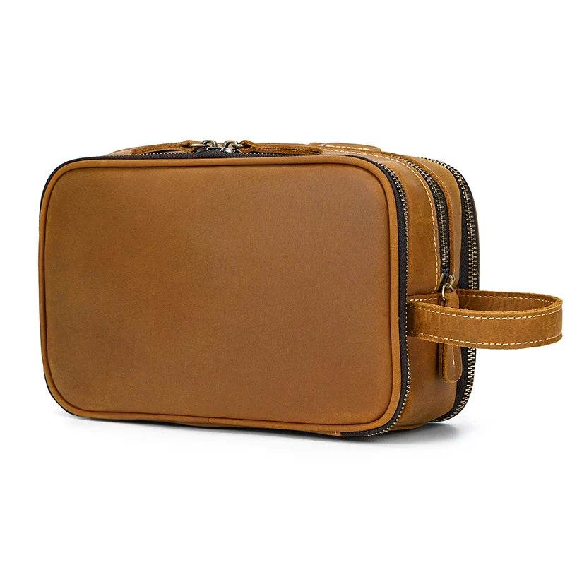 Personalized Groomsmen Leather Toiletry Kit Makeup Pouch for Men - VacationGrabs