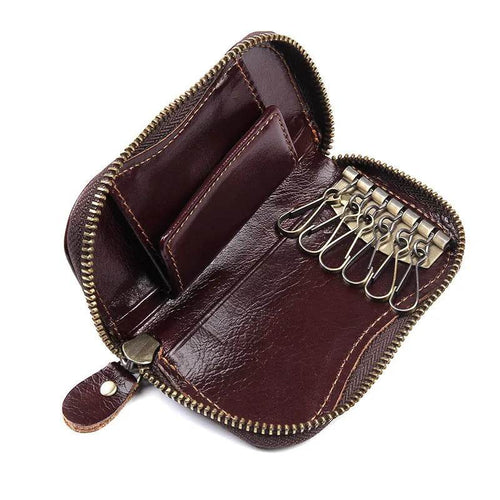 Leather Keycase Key Holder for Car Key Bag Cowhide Coin Wallet - VacationGrabs