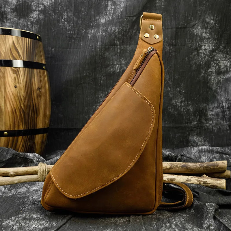 Retro Genuine Leather Crossbody Sling Bag for Men
