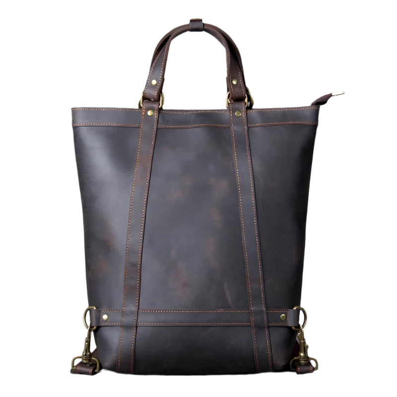 Leather Sling Bag Dual Use Crazy Horse Men’s Travel Daypack - VacationGrabs
