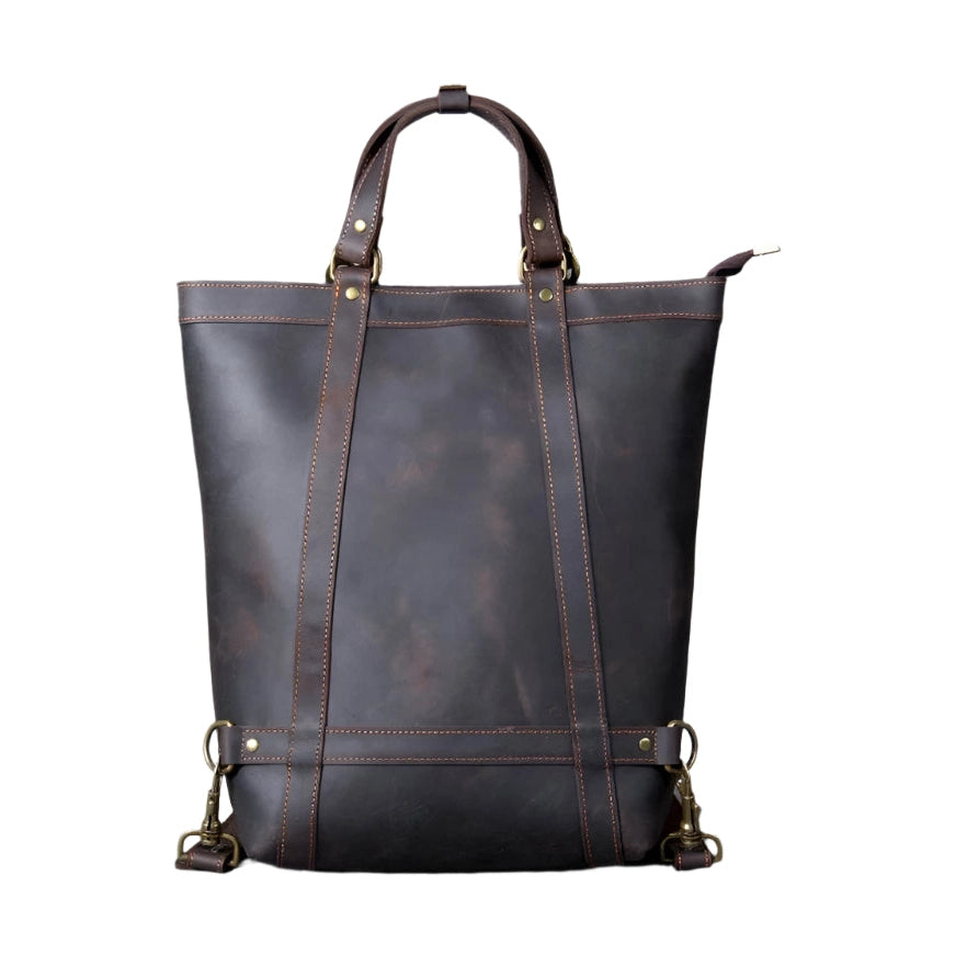 Leather Sling Bag Dual Use Crazy Horse Men’s Travel Daypack - VacationGrabs