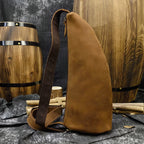 Vintage Crazy Horse Leather Sling Bag | Half Moon Crossbody