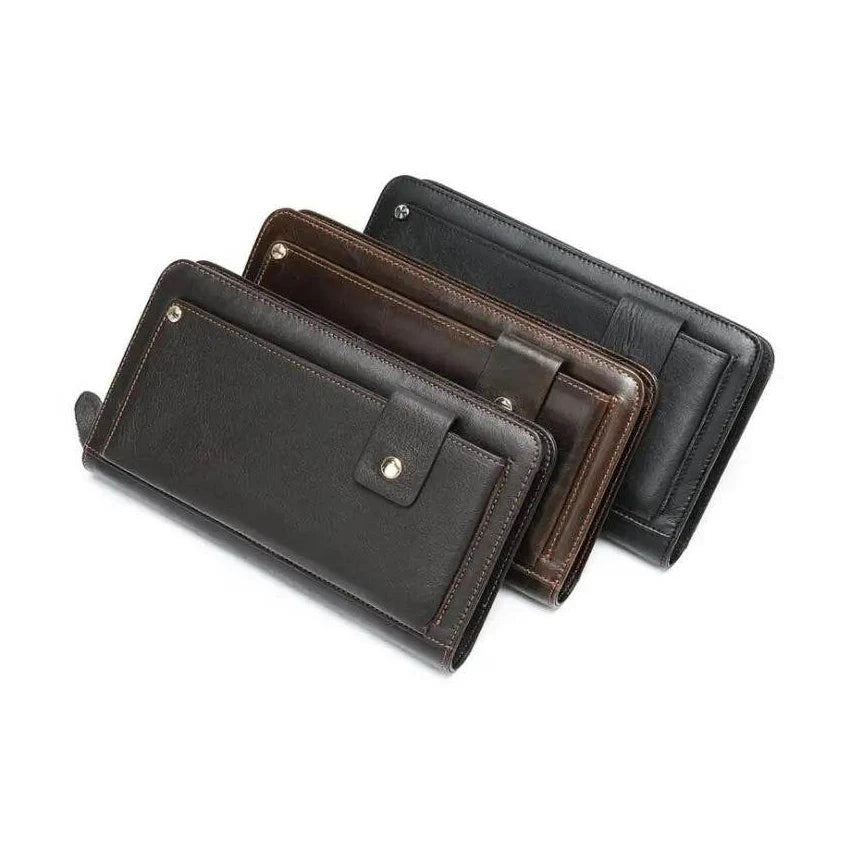 Leather Men’s Wallet with Phone Clutch, Card & Money Holder - VacationGrabs