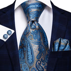 Men's Blue Cufflinks Cufflinks Set with Ties