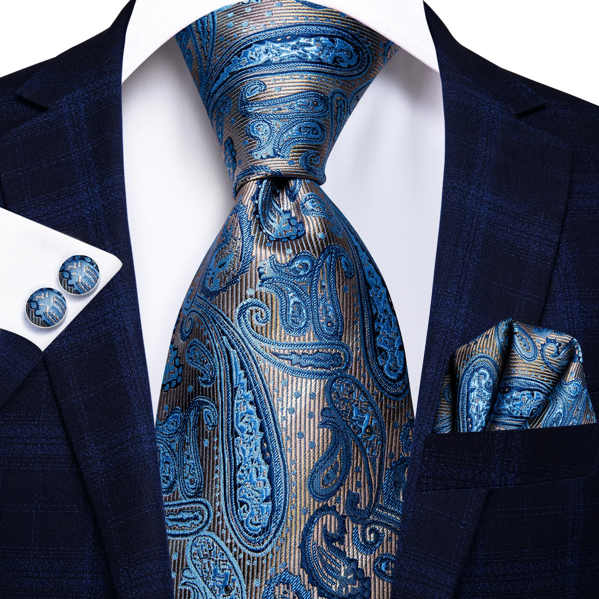 Men's Blue Cufflinks Cufflinks Set with Ties