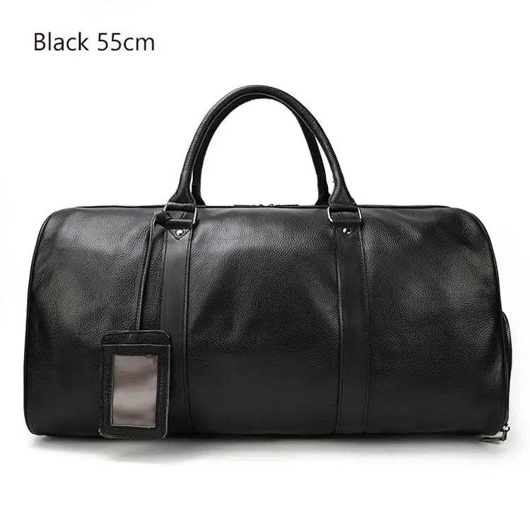Large Capacity Men’s Genuine Leather Duffel for Travel and Fitness - VacationGrabs