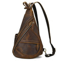 Leather Sling Bag for Biker Men Crossbody Chest Pack - VacationGrabs