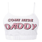 Two piece set Fashion COME HERE DADDY Letter Print Tank Top Sexy Sleeveless Summer Harajuku Kawaii Cropped Feminino Bikini 2023