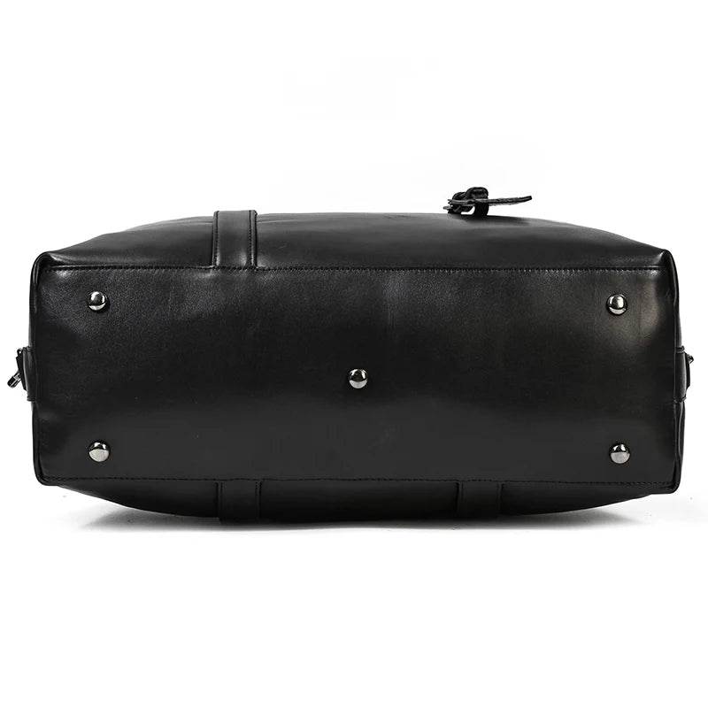 Latest Design Black Leather Travel Duffle Bag for Men & Women - VacationGrabs