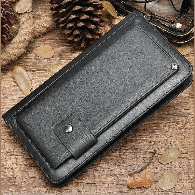 Leather Men’s Wallet with Phone Clutch, Card & Money Holder - VacationGrabs