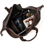 Vintage Genuine Leather Weekender Bag for Men Cowskin Travel Tote - VacationGrabs