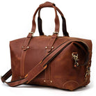 Vintage Genuine Leather Weekender Bag for Men Cowskin Travel Tote - VacationGrabs