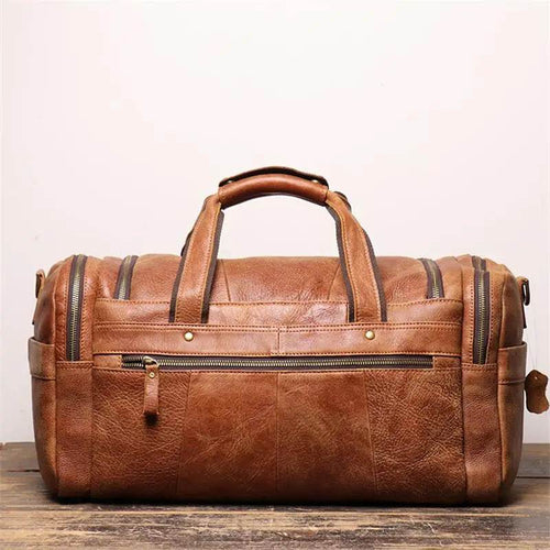 High Capacity Leather Duffle Bag – Retro Fashion Travel Bag - VacationGrabs