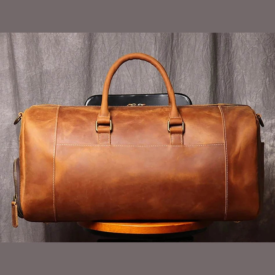 Crazy Horse Leather Duffle – Large Capacity Travel Weekender - VacationGrabs
