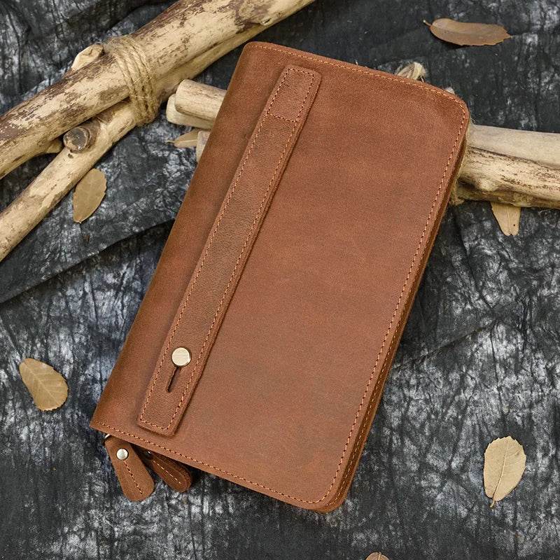 Top Grade Men's Genuine Leather Day Clutch | Crazy Horse Wallet - VacationGrabs