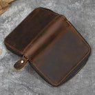 Vintage Fashion Card Holder Zipper Coin Purse Crazy Horse Leather Slim - VacationGrabs