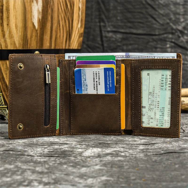 Hot Fashion Short Wallet for Men with Iron Chain Coin Card Holder - VacationGrabs