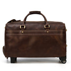 Rolling Genuine leather hand luggage travel bag with wheels