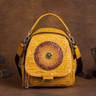 Wallets, Handbags & Accessories Retro Leather Backpack Embossed Flower Bag 4 Vintage Colors Women's