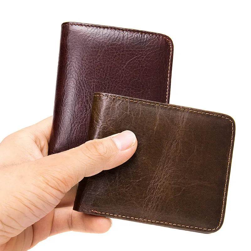 Soft Leather Short Wallet for Men RFID Coin Purse Small Wallet - VacationGrabs