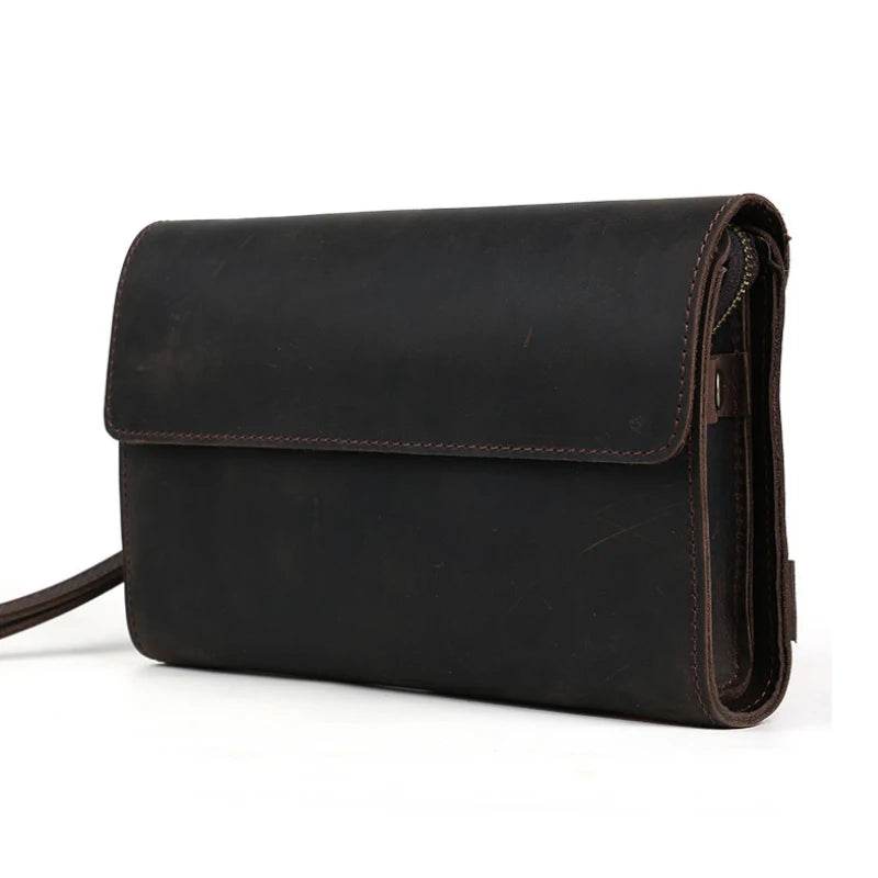 Top Grade Men's Genuine Leather Day Clutch | Crazy Horse Wallet - VacationGrabs