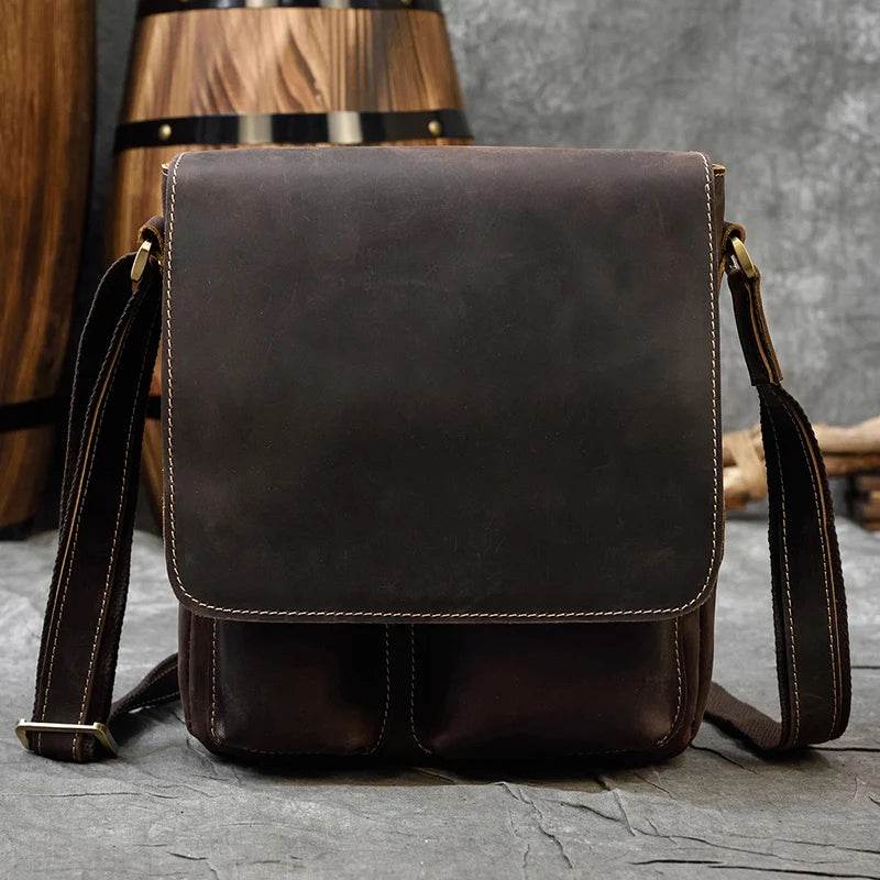 Genuine Leather Men’s Shoulder Bag Casual Crossbody Messenger Bag - VacationGrabs