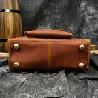 Genuine Leather Men's Backpack Crazy Horse Leather Fit 14" Laptop