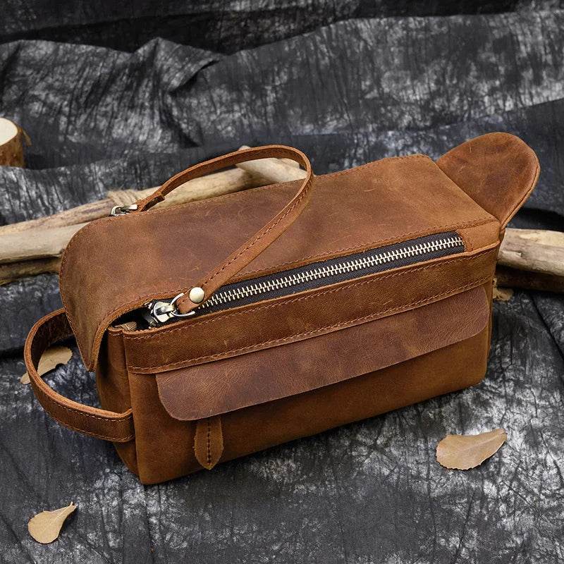 Large Capacity Leather Hand Clutch with Shoulder Strap - VacationGrabs