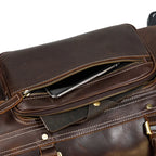 Rolling Genuine leather hand luggage travel bag with wheels