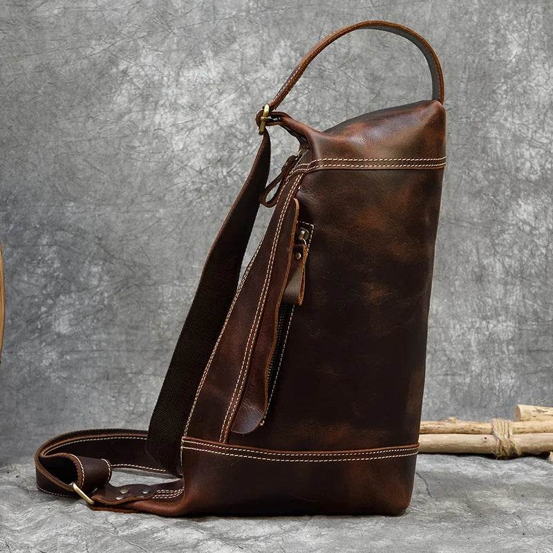Featured Men's Genuine Leather Backpack Crazy Horse Daypack Bag - VacationGrabs