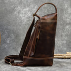 Men's Crazy Horse Genuine Leather Backpack Daypack