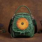 Wallets, Handbags & Accessories Retro Leather Backpack Embossed Flower Bag 4 Vintage Colors Women's
