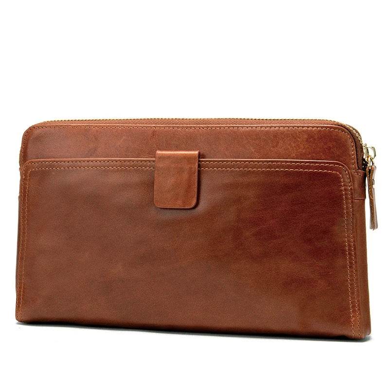 Large Capacity Cowhide Mobile Phone Bag Genuine Leather Clutch Purse - VacationGrabs