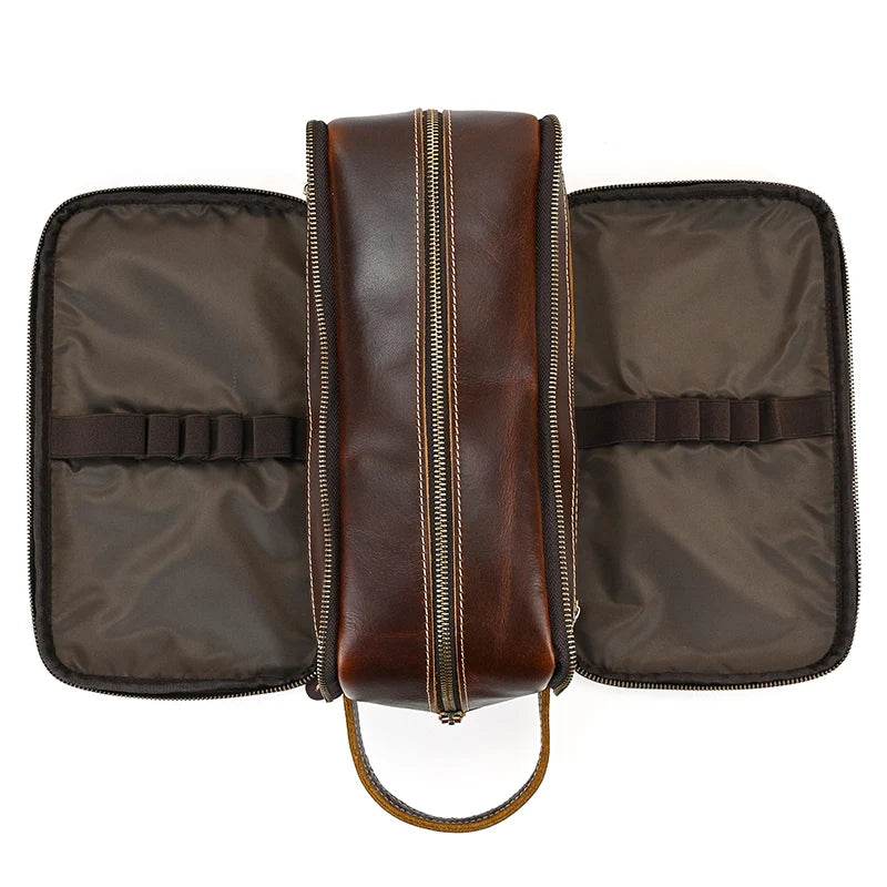 Genuine Leather Toiletry Bag for Men and Women - VacationGrabs