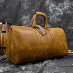 Vintage Leather Weekender Bag Genuine Leather Travel Overnight - VacationGrabs