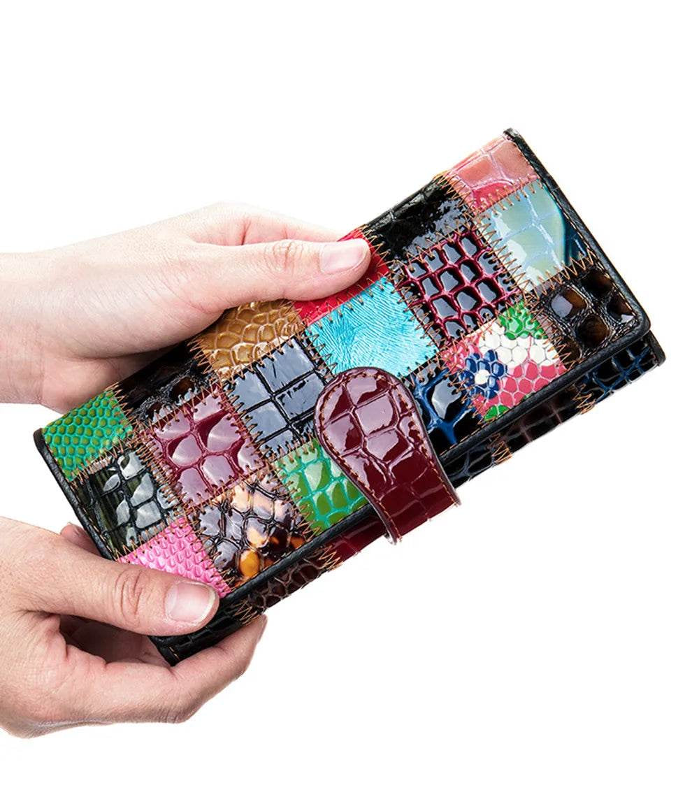 Fashionable Women’s Colorful Leather Wallet Clutch Card Holder - VacationGrabs