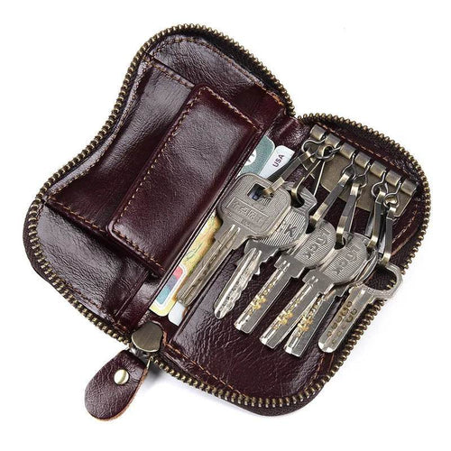 Leather Keycase Key Holder for Car Key Bag Cowhide Coin Wallet - VacationGrabs