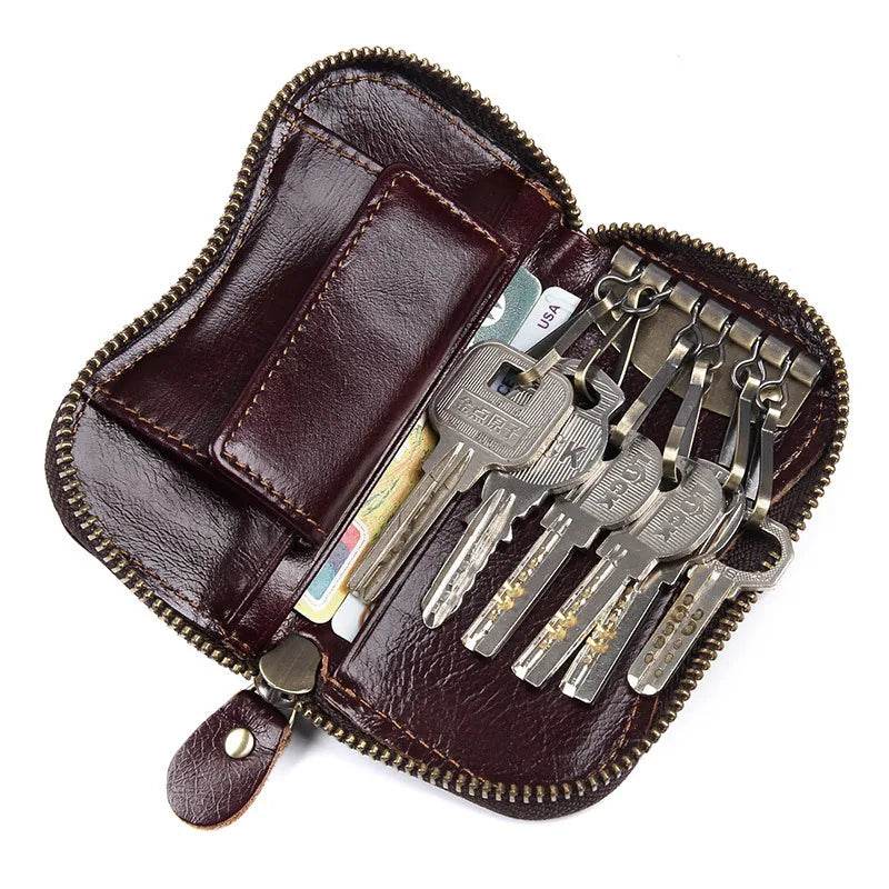 Leather Keycase Key Holder for Car Key Bag Cowhide Coin Wallet - VacationGrabs