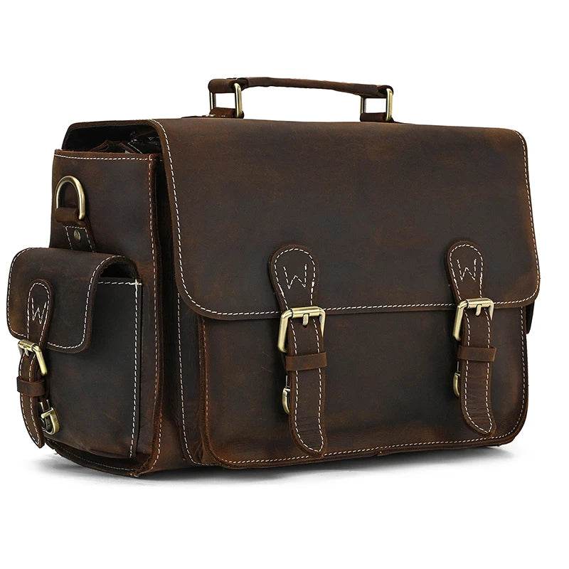 Crazy Horse Leather Camera Shoulder Bag – Vintage Crossbody - VacationGrabs
