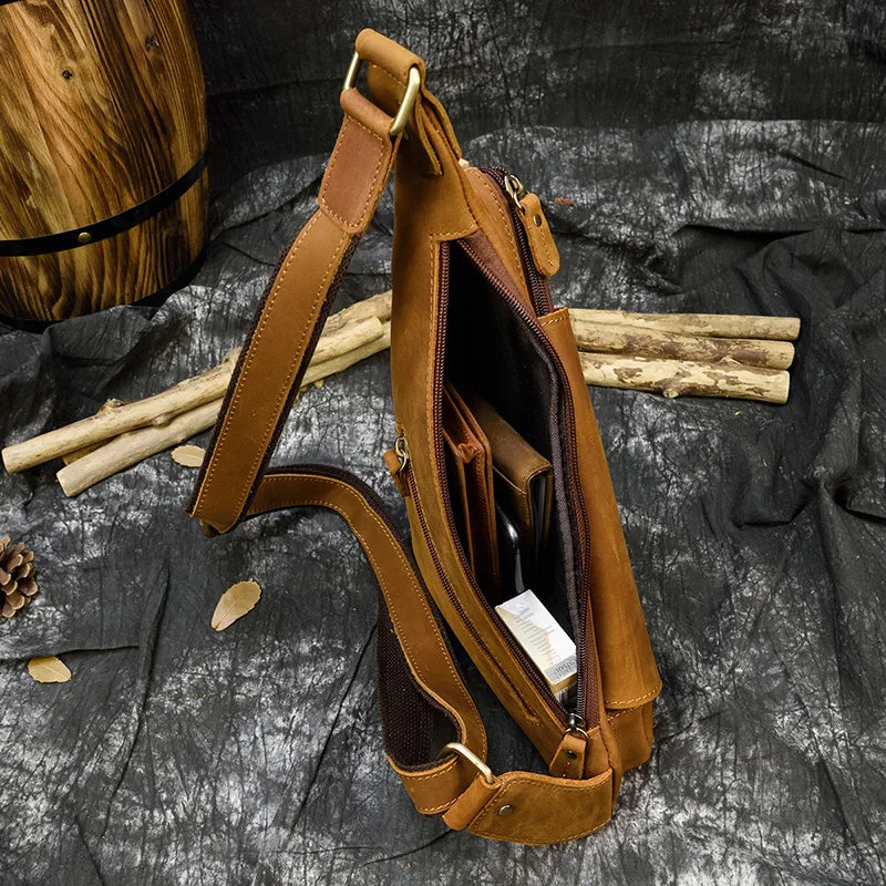Retro Genuine Leather Crossbody Sling Bag for Men
