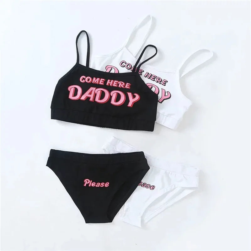 Two piece set Fashion COME HERE DADDY Letter Print Tank Top Sexy Sleeveless Summer Harajuku Kawaii Cropped Feminino Bikini 2023
