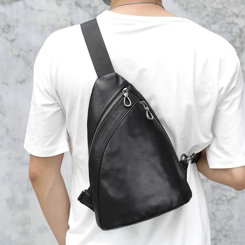 Design Men's Chest Bag Natural Cow Skin Summer Riding Crossbody - VacationGrabs