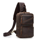 Leather Chest Bag Big Capacity Crazy Horse Vintage Sling Bag - VacationGrabs