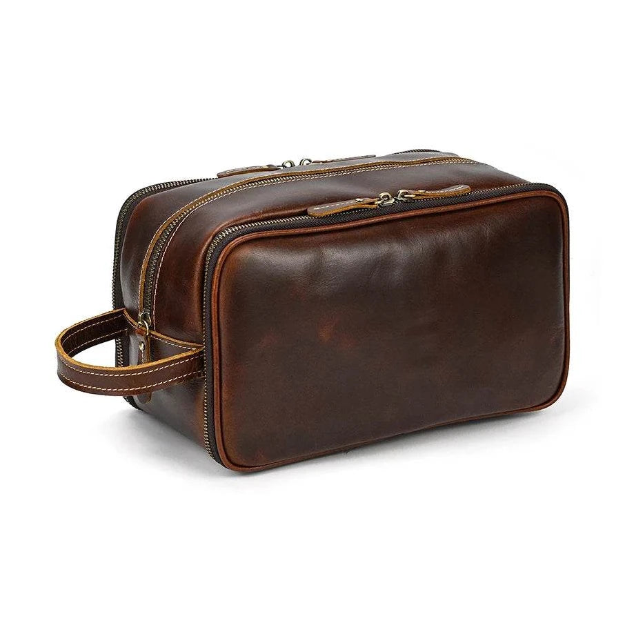 Genuine Leather Toiletry Bag for Men and Women - VacationGrabs