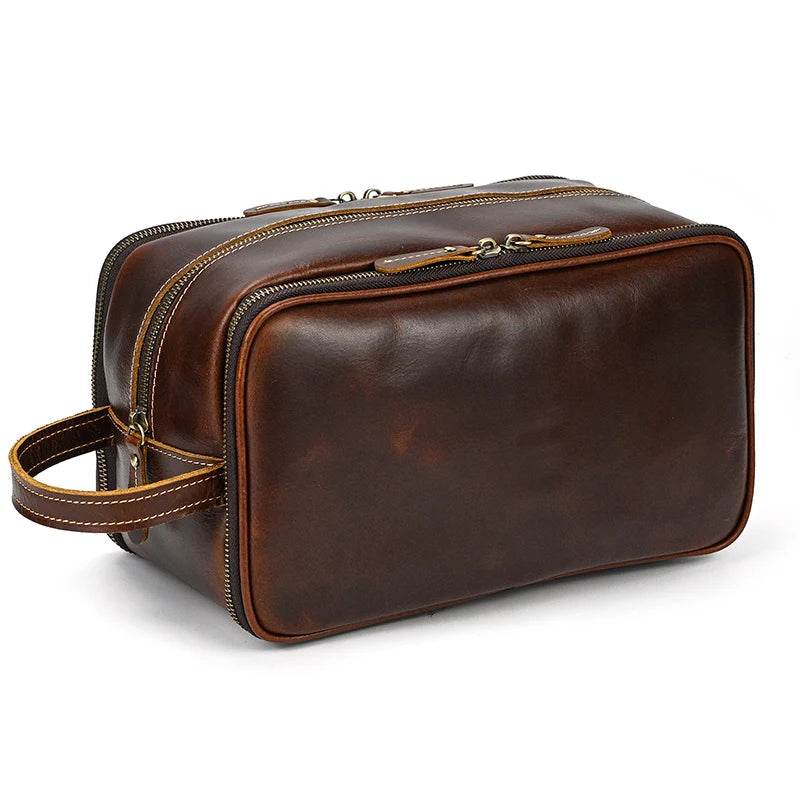 Genuine Leather Toiletry Bag for Men and Women - VacationGrabs