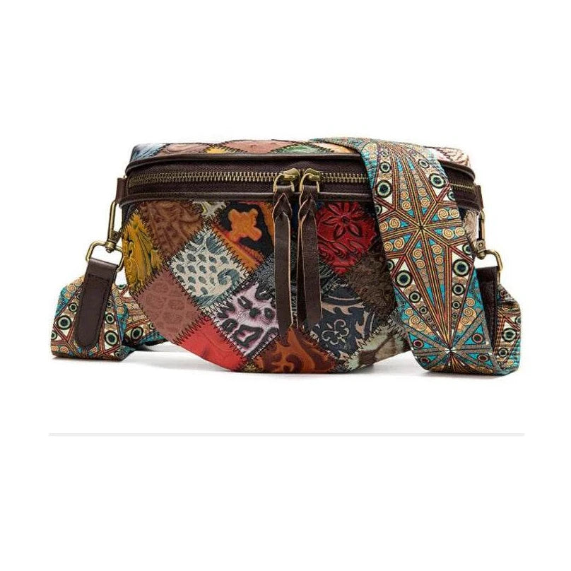 Boho Style Leather Waist Bag for Women Crossbody Chest Bag - VacationGrabs