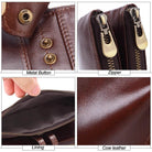 Casual Men’s Leather Wallet Long Bifold with Zippered Pockets - VacationGrabs